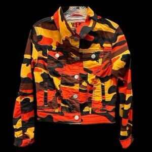 VIP Jeans Camo Camoflauge denim cropped trucker jacket SIZE SMALL NWT